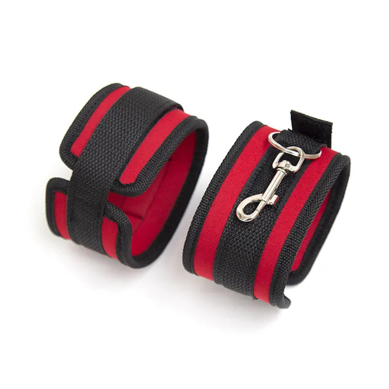 Restraint Set BDSM Bondage Handcuffs & Ankle Cuffs Slave On The Bed Open Leg Flirt Sex Toys For Women Couples Erotic No Vibrator