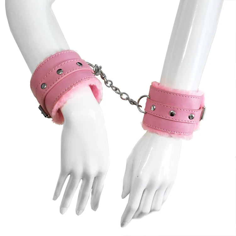 Adjustable Women Sex Plush Handcuffs BDSM Bondage Ankle Cuffs Erotic Whips Adult Games Sex Toys for Couples Flogger Cosplay Tool