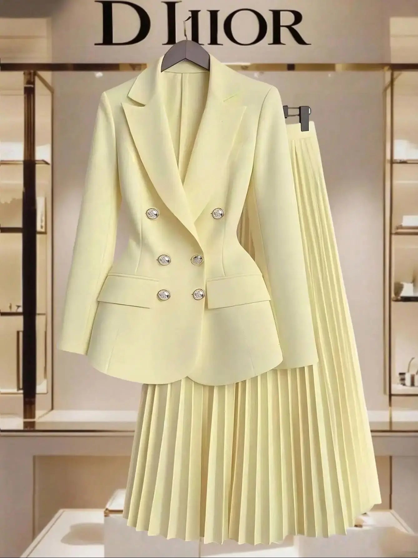 Autumn and winter European and American fashion temperament jacket pleated skirt set for women
