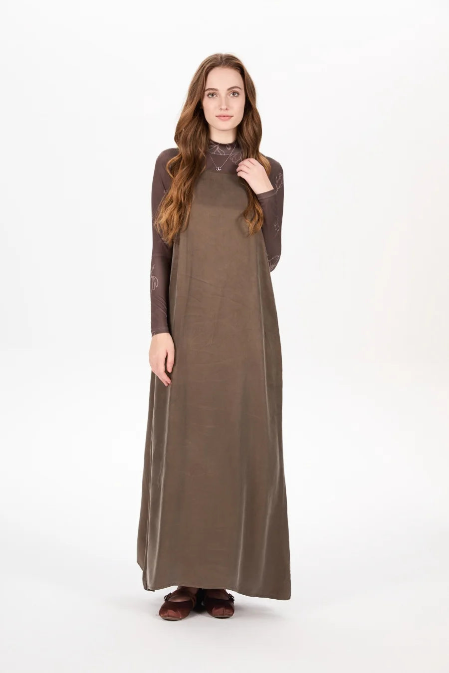 AS AW25 super soft high quality expensive cupro collection shirt + slip dress + skirt + print mockneck woman matching set