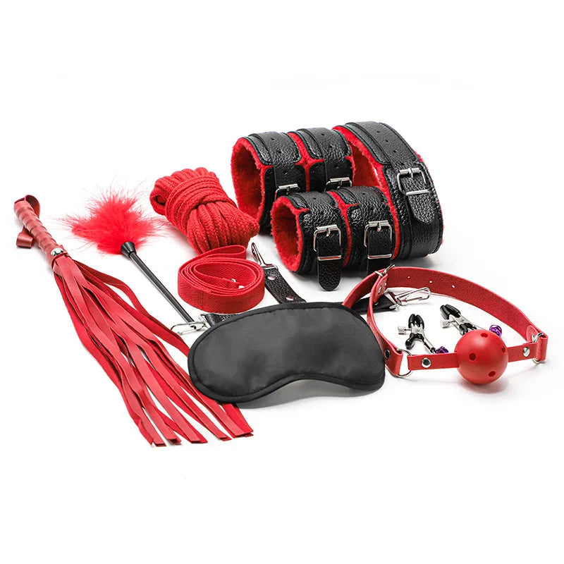 BDSM Bondage Restraint Kit For Couples Erotic Accessories Handcuffs Anal Plug Soft Comfortable Adult Toys