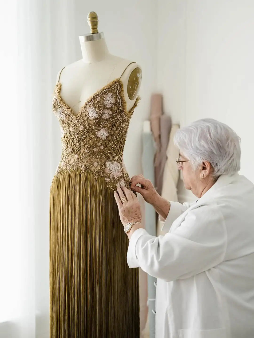 New Design Elegant Spaghetti Strap Floral Beaded Fringe Mesh High Slit Bodycon Mermaid Evening Prom Formal Party Dress