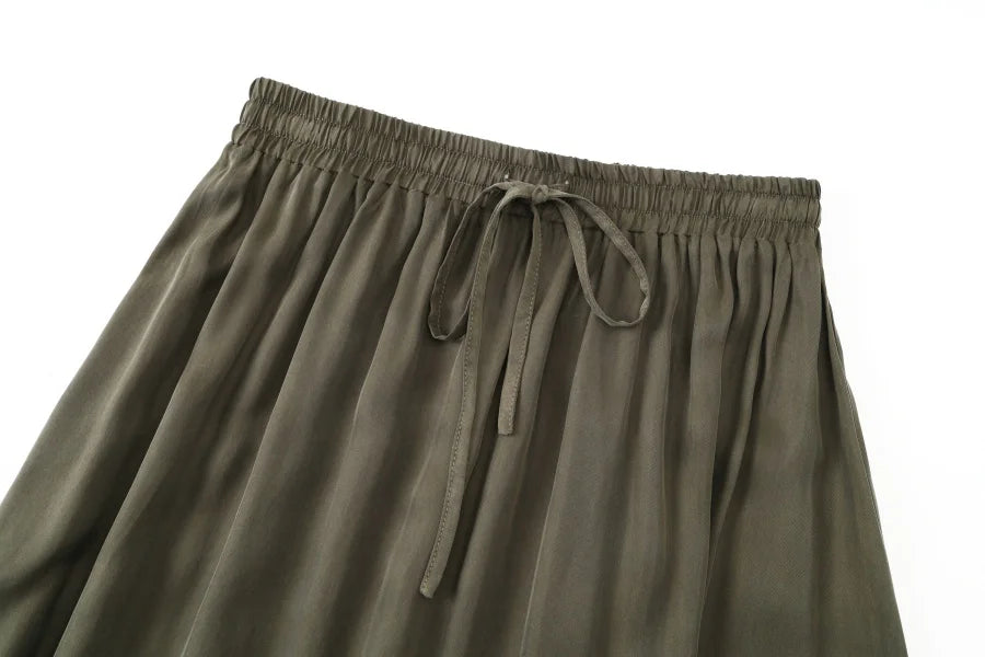 AS AW25 super soft high quality expensive cupro collection shirt + slip dress + skirt + print mockneck woman matching set