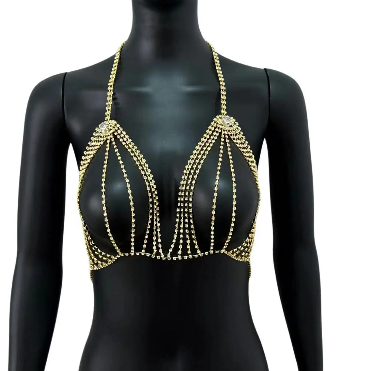 1 fashionable hot selling versatile personality exaggerated vertical sexy rhinestone bikini bra body chain