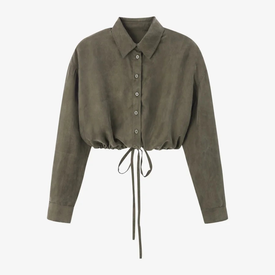 AS AW25 super soft high quality expensive cupro collection shirt + slip dress + skirt + print mockneck woman matching set