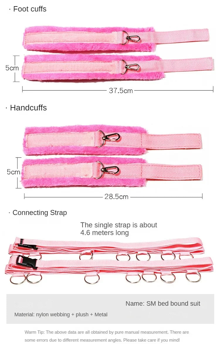 Bed Restraint Set Couple Sex Toys Bondage Handcuff Kit Adult Game Tool 18+ Erotic Tie Downs Arm Ankle Eyeblinder Flirting Sextoy