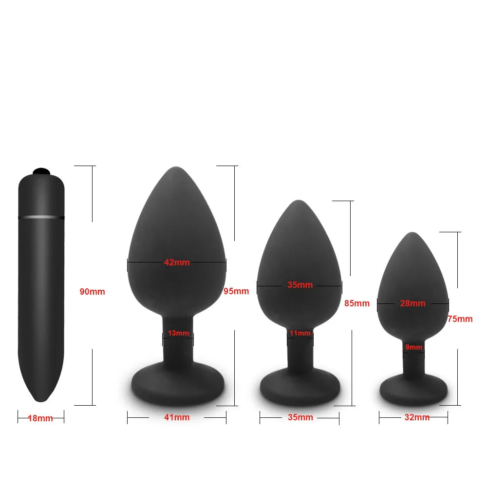 1-4Pcs Soft Silicone Anal Plug Mini Erotic Bullet Vibrator Butt Plug Sex Toys for Men Women Gay Couples Anal Prostate Stimulator
