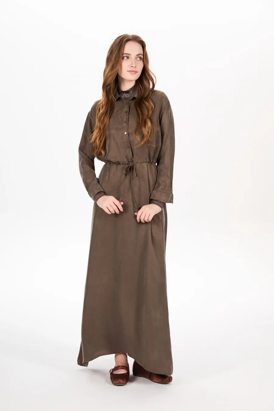 AS AW25 super soft high quality expensive cupro collection shirt + slip dress + skirt + print mockneck woman matching set