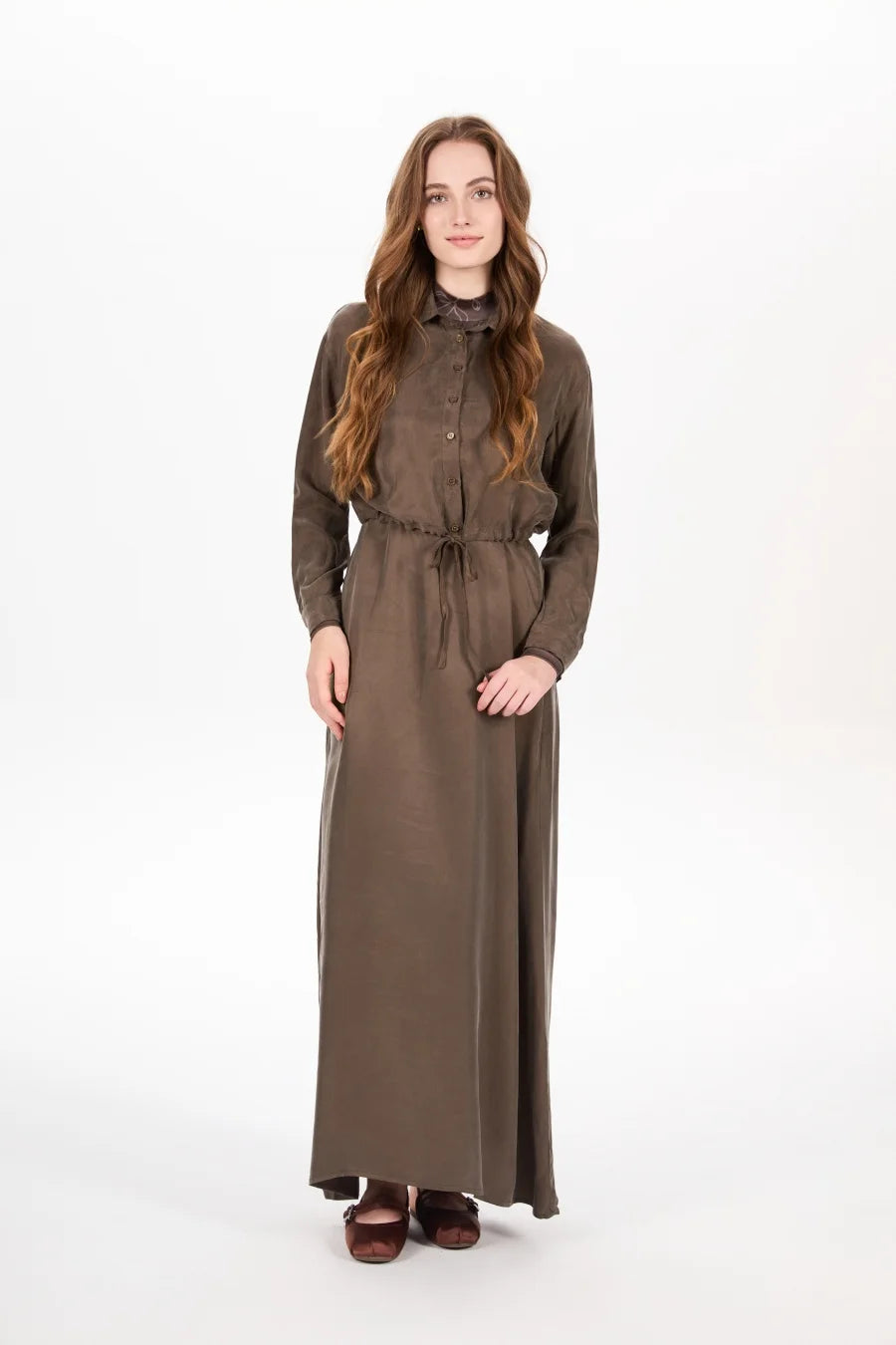 AS AW25 super soft high quality expensive cupro collection shirt + slip dress + skirt + print mockneck woman matching set