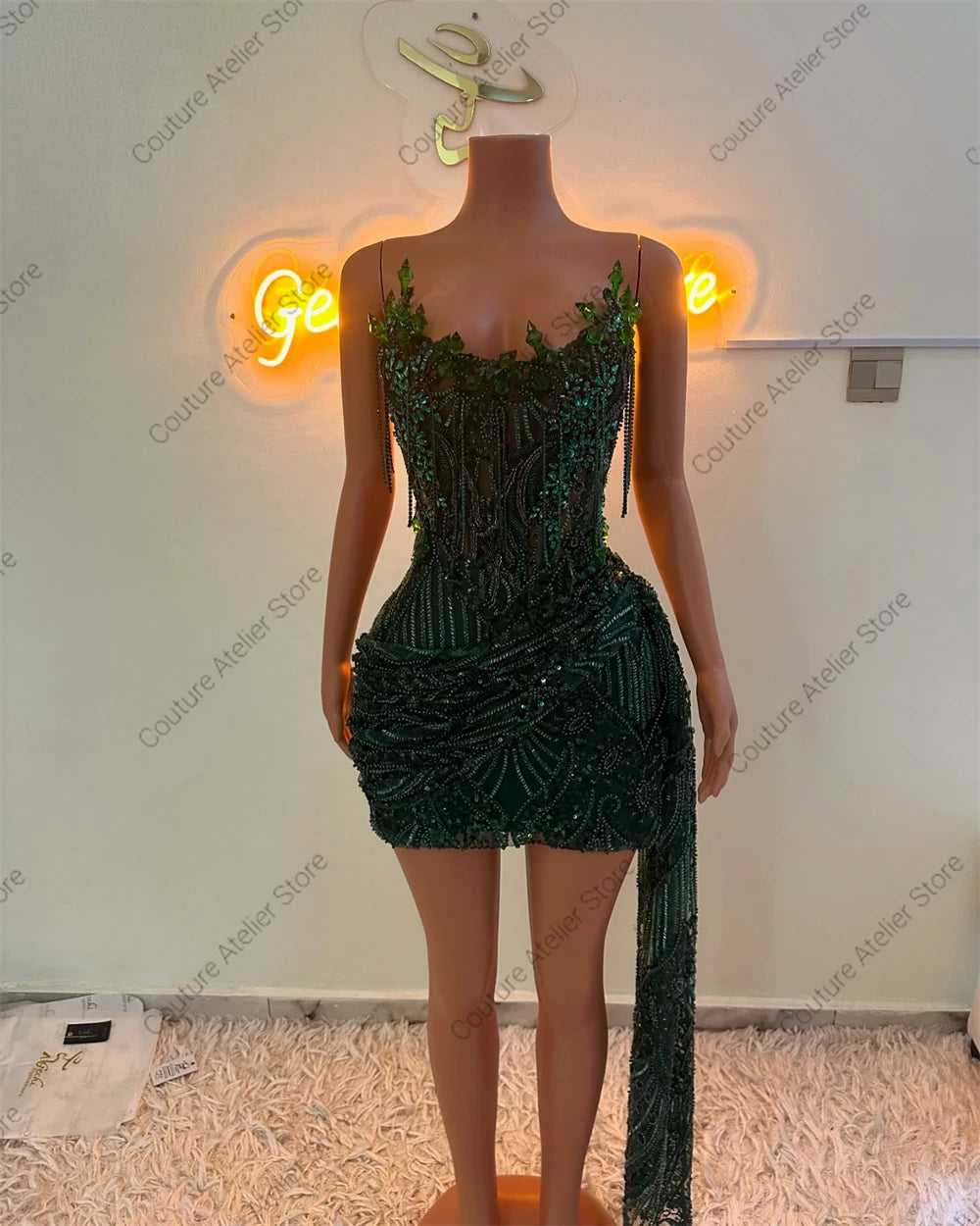 Crystal Beading Homecoming Prom Dress Mermaid Mini Cocktail Gown Birthday Dress Luxury Blackgirl Customized