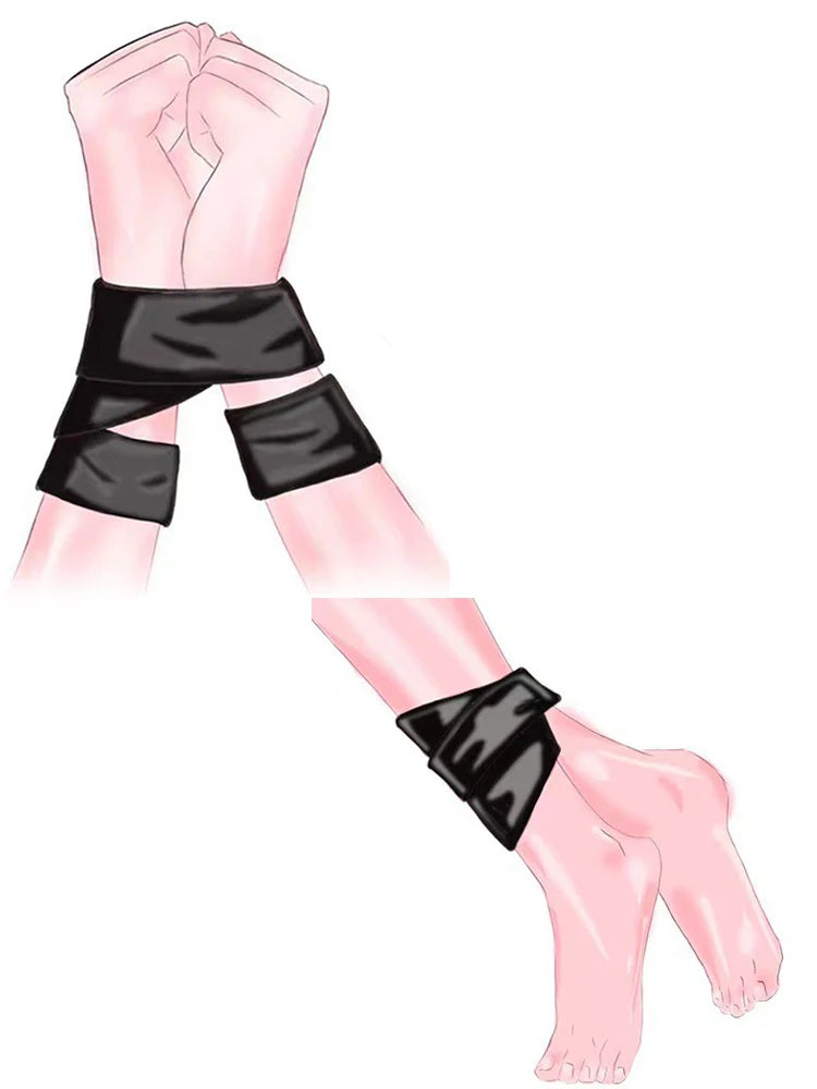 SM Sex Tapes BDSM Restraint Electrostatic Adsorption Tape Adult Couple Game Tool Handcuffs Leg Restraint Tape Bed Restraints Set