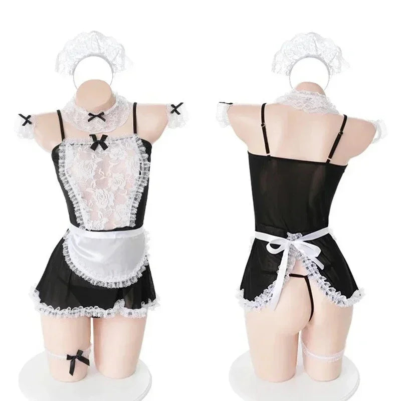 Hot Sexy Lolita Maid Uniform Outfits Women Lace Underwear Set Erotic Lingerie Costume Babydoll Schoolgirl Lingerie Erotic Dress