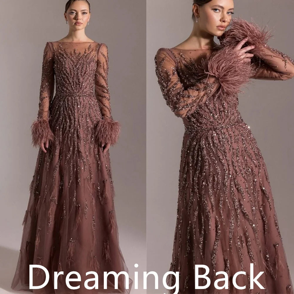 Customized Exquisite pure Organza Celebrity Gowns Luxury Scoop Sequined Feathers Crystal Mermaid Zipper Back Homecoming Dress