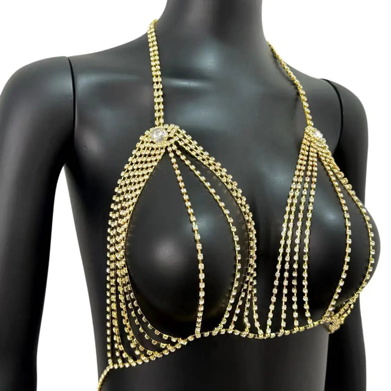 1 fashionable hot selling versatile personality exaggerated vertical sexy rhinestone bikini bra body chain