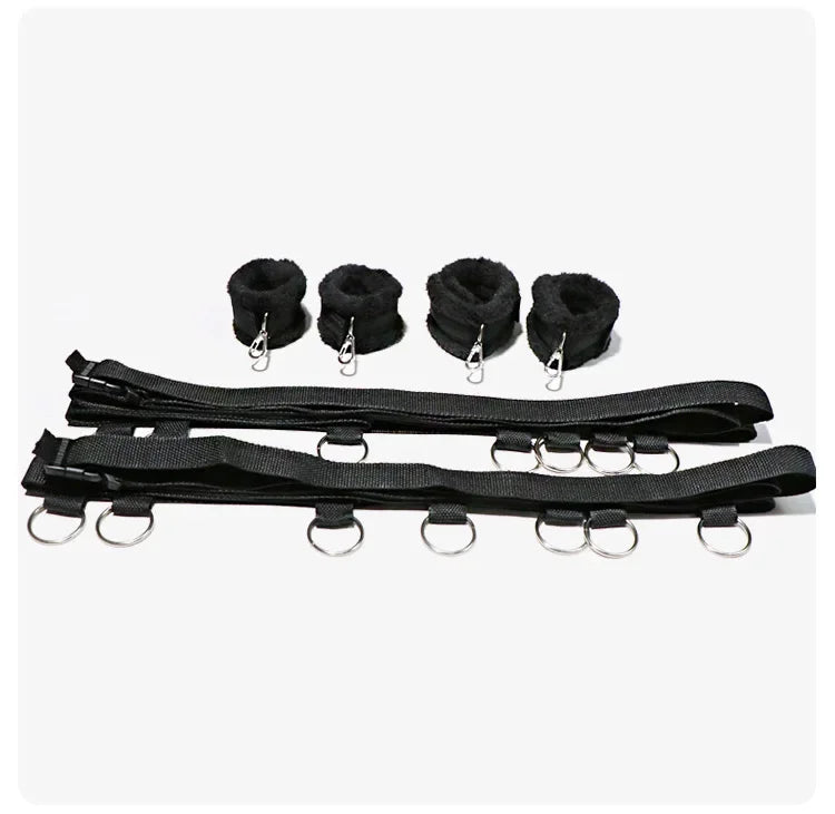 Bed Restraint Set Couple Sex Toys Bondage Handcuff Kit Adult Game Tool 18+ Erotic Tie Downs Arm Ankle Eyeblinder Flirting Sextoy