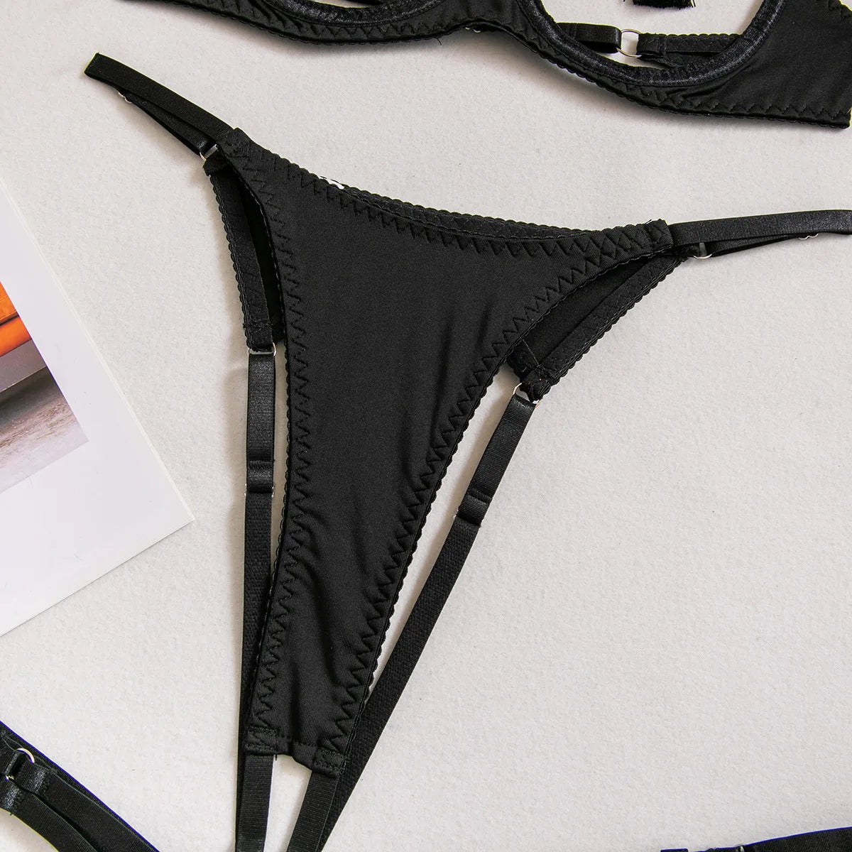 Sensual Tassel Lingerie Set Women See Through Halter Cut Out Sexy Bilizna Erotic Set Intimate Naked Back Open Brief Kit