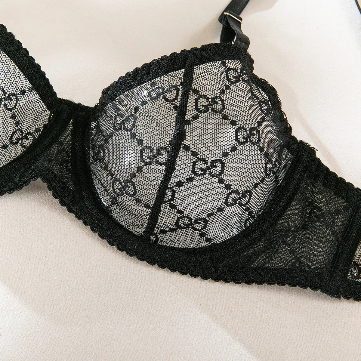 Ultra-thin Sexy Porn Lingerie 2Pcs Sets Seamless Mesh See-Through Bras And Thongs Erotic Underwear Outfits Adult Hot Sex Suit