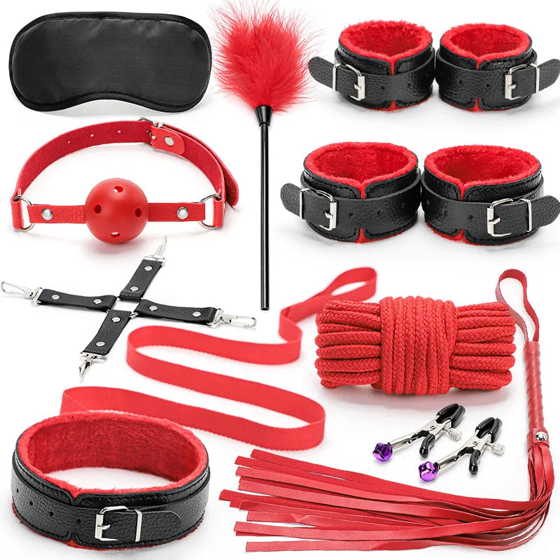 BDSM Bondage Restraint Kit For Couples Erotic Accessories Handcuffs Anal Plug Soft Comfortable Adult Toys