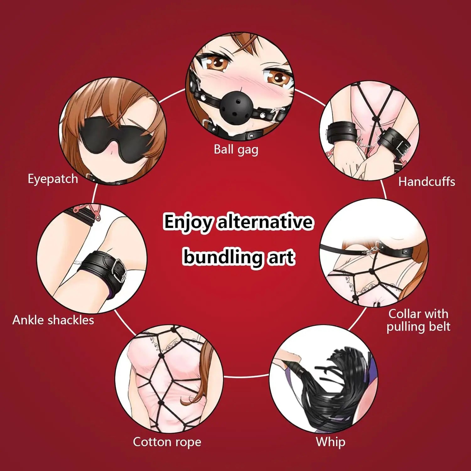Sexy Toys for Cosplay Couples Adult Products 18 Handcuffs Erotic Accessories Bondage Hemp Rope Mask Sex SM BDSM Bondage Kit Set