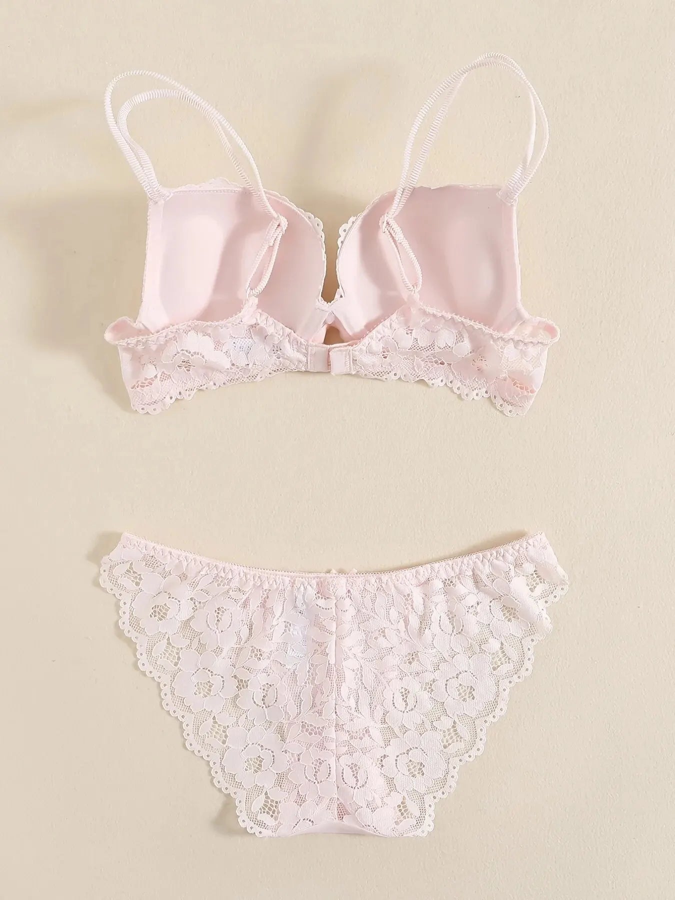 1 Set Elegant Lace Embroidery Breathable Fabric Lingerie Set Push-Up Bra Drop Waist Sheer Panty - Ultimate Valentine's Day