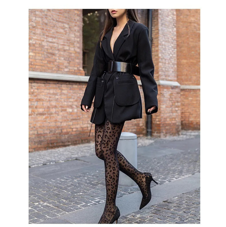 Lady Sexy Leopard Print Tights Women Retro Jacquard Pantyhose Girls Breathable Translucent Leggings Female Sturdy Silk Stockings
