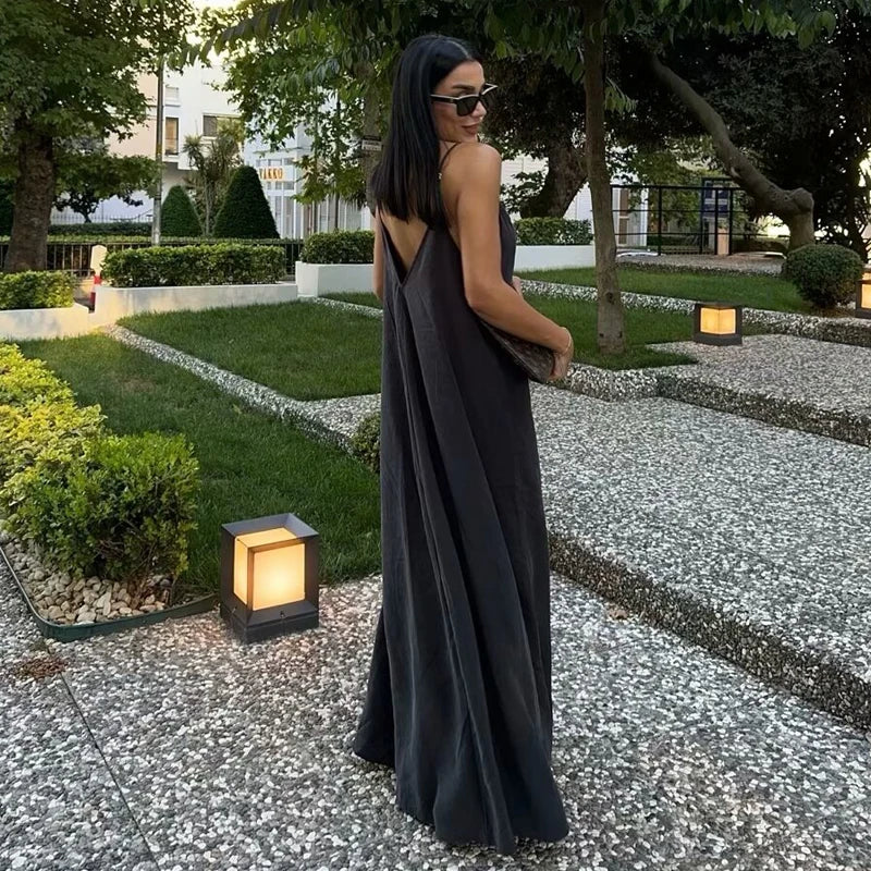 MUJER Black Slip Long Dresses for Women Red Draped Summer Dress Woman Sexy Backless Maxi Dress Women Summer Beach Dresses