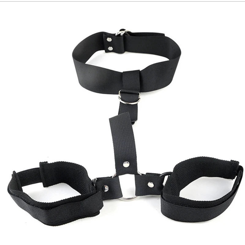 Bdsm Bondage Set Restraint Adult Game Handcuff Neck Collar Wrist Mouth Gag Strap Fetish SM Sex Toy For Woman Couples No Vibrator