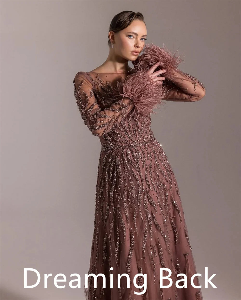 Customized Exquisite pure Organza Celebrity Gowns Luxury Scoop Sequined Feathers Crystal Mermaid Zipper Back Homecoming Dress