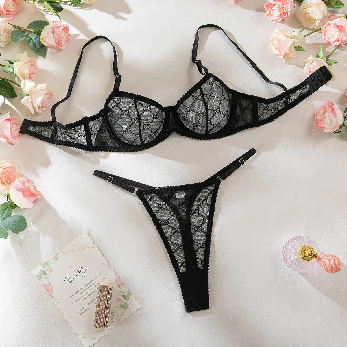 Ultra-thin Sexy Porn Lingerie 2Pcs Sets Seamless Mesh See-Through Bras And Thongs Erotic Underwear Outfits Adult Hot Sex Suit