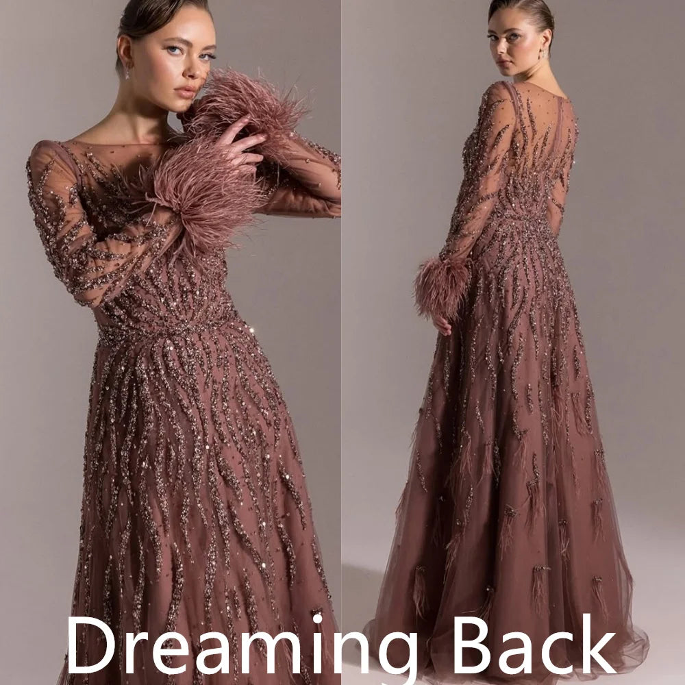 Customized Exquisite pure Organza Celebrity Gowns Luxury Scoop Sequined Feathers Crystal Mermaid Zipper Back Homecoming Dress