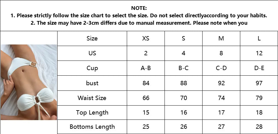 "2025 Sexy Bandeau Push-Up Bikini Set - Brazilian Thong Swimwear for Women"