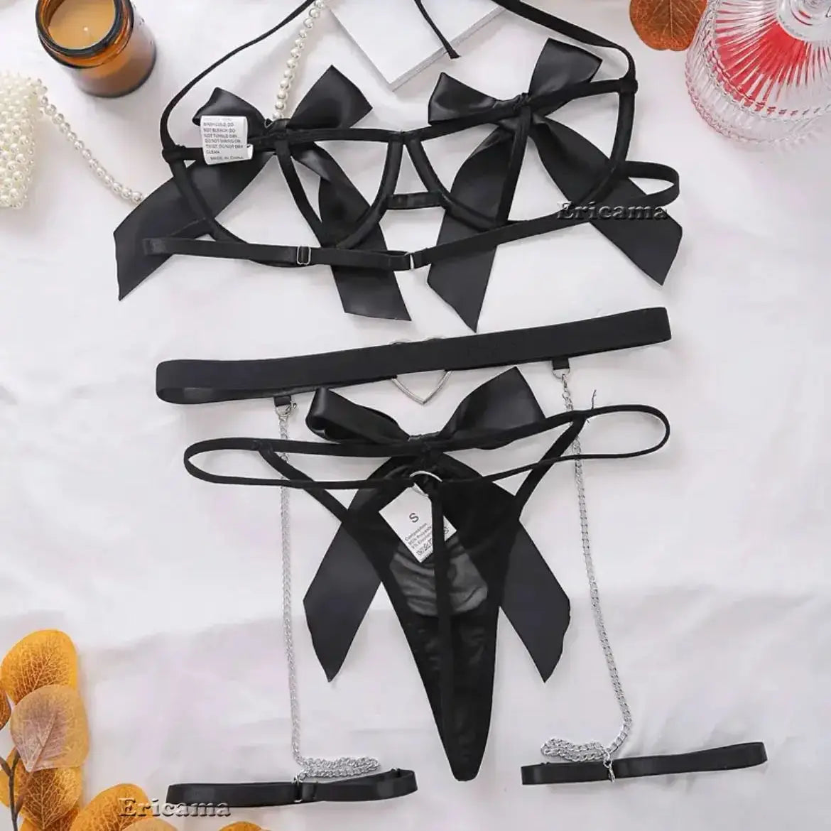 Floral Lace Garter Lingerie Set With Choker Women Intimates Underwire Bra And Thongs Ladies Underwear Set