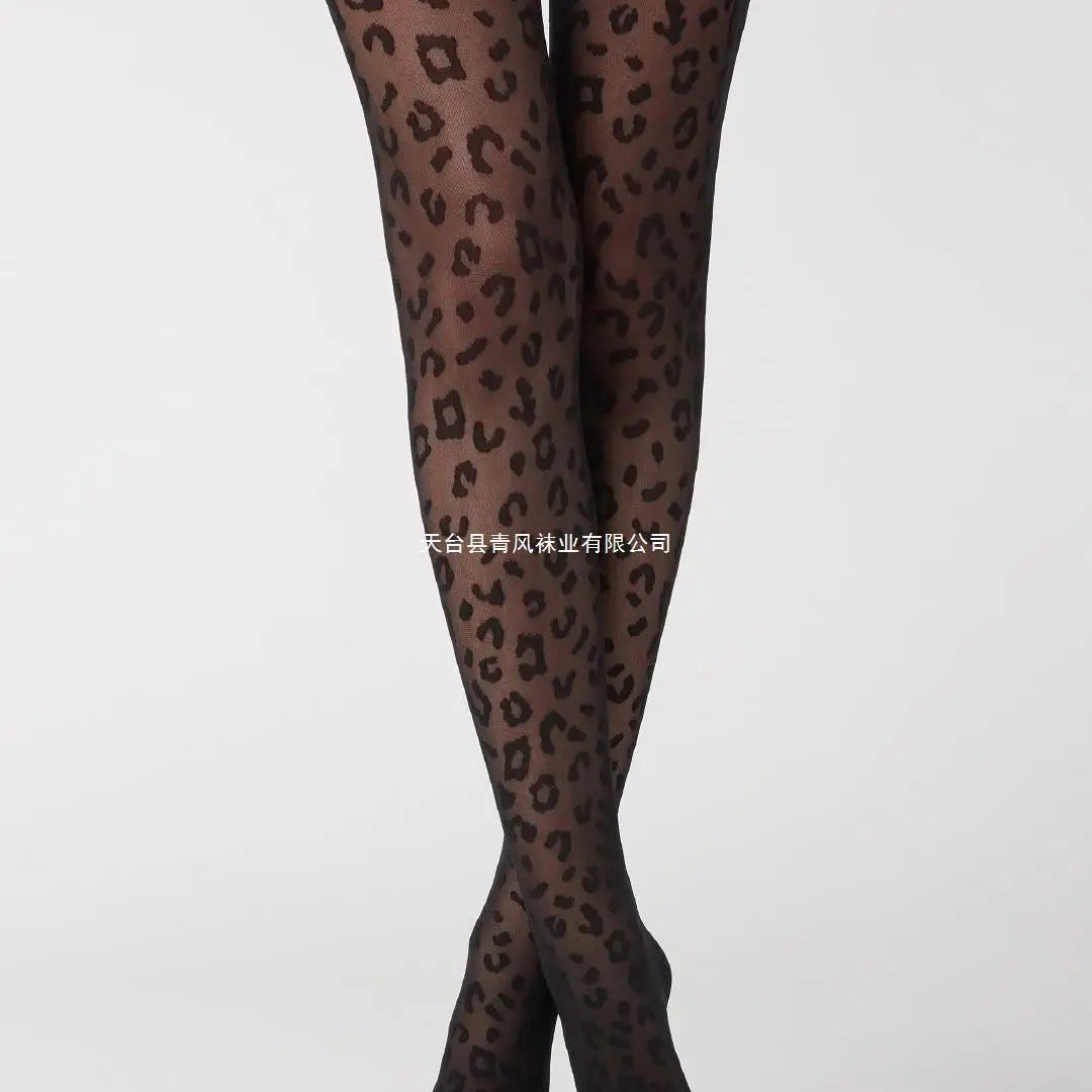 Lady Sexy Leopard Print Tights Women Retro Jacquard Pantyhose Girls Breathable Translucent Leggings Female Sturdy Silk Stockings
