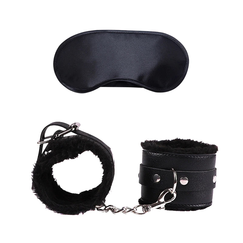 Sex Toys For Women Bdsm Set Sexy Leather Plush Sex Toys Bondage Kit Handcuffs Feather Blindfold Fetish Flirt Goods For Adults