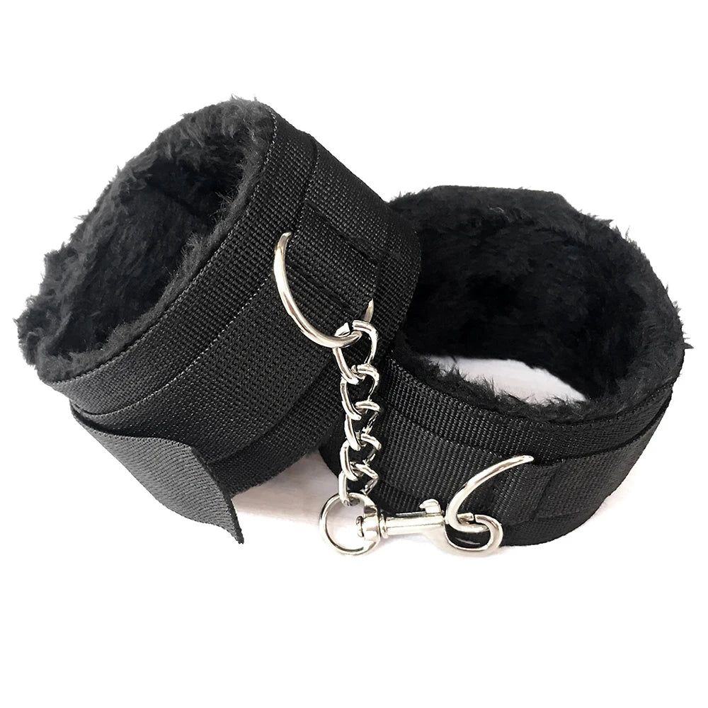 BDSM Adult Sexy Toys For Women Handcuffs Whip Anal Nipple Clamp Blindfold Strap On Vibrator Sex Bondage Set Sexual Couples Kit18