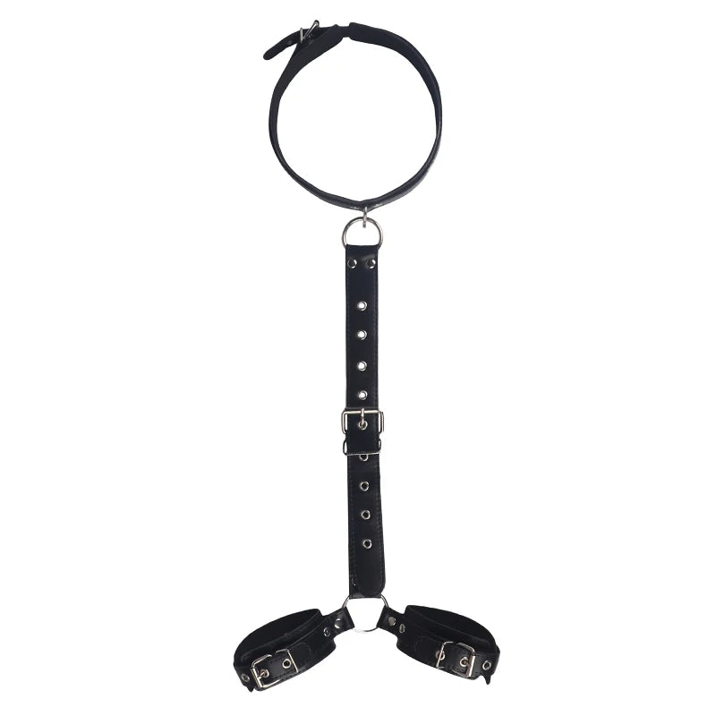 Neck to Wrist Restraints Kit Sexy Women BDSM Fetish Behind Back Handcuffs Collar Adjustable Bondage Set Couple SM Sex Game Tool