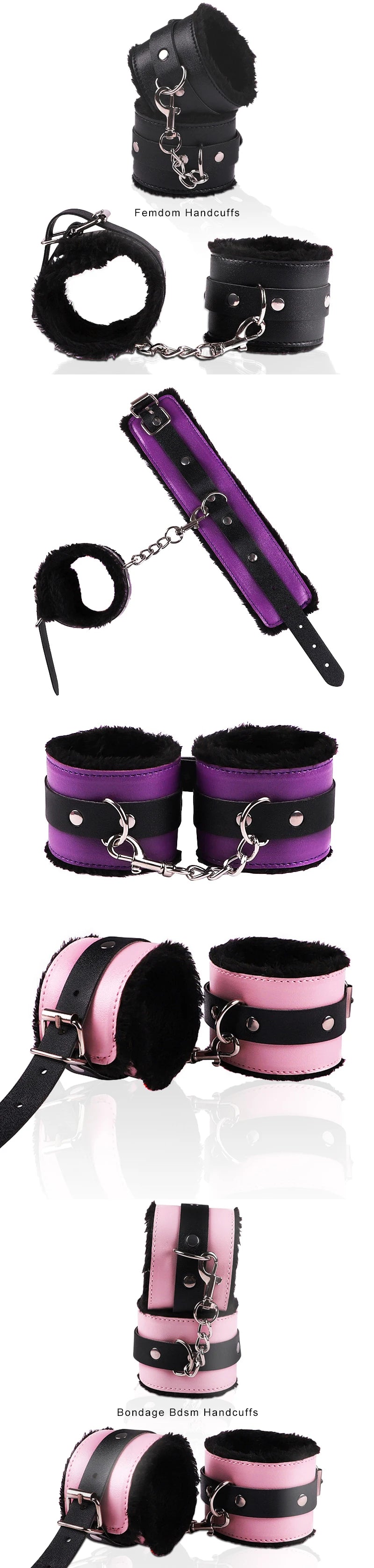 Sex Toys For Women Bdsm Set Sexy Leather Plush Sex Toys Bondage Kit Handcuffs Feather Blindfold Fetish Flirt Goods For Adults