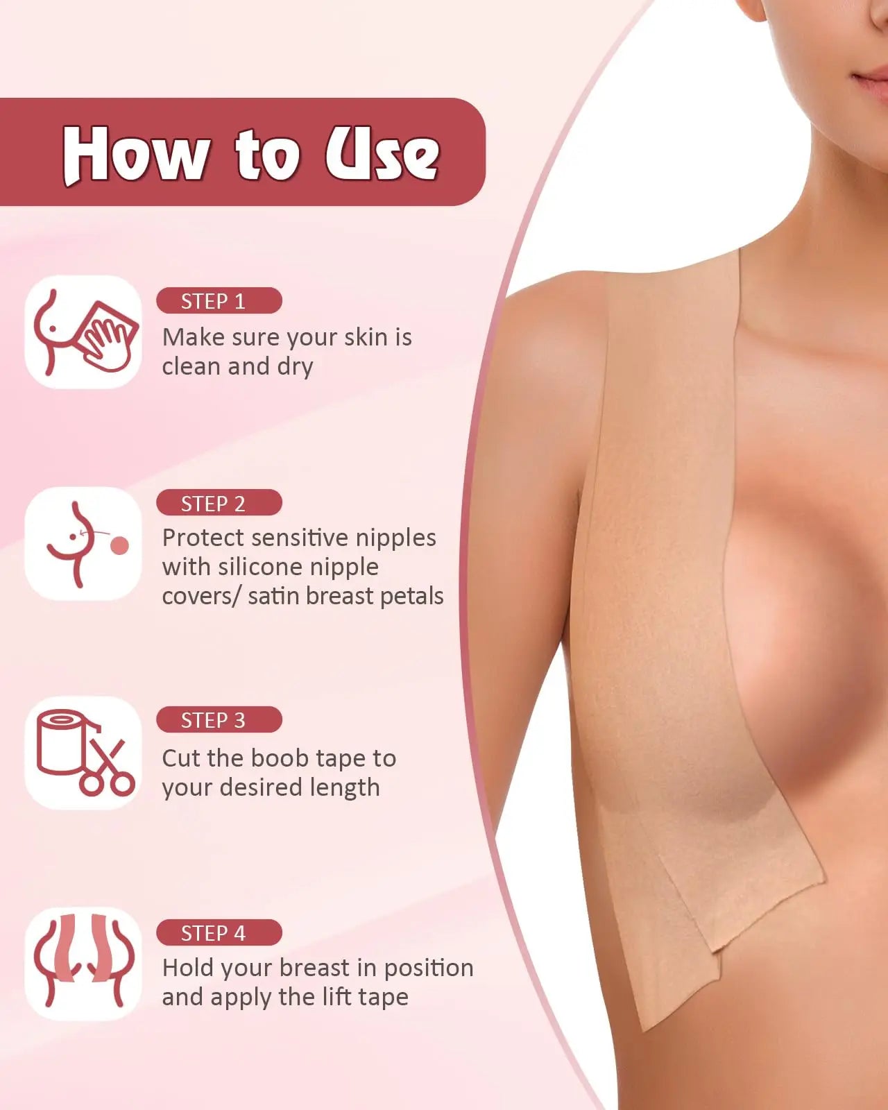 1 Set Boob Tape Bras Women Adhesive Invisible Bra Nipple Pasties Covers Breast Lift Tape Push Up Bralette Strapless Pad Sticker