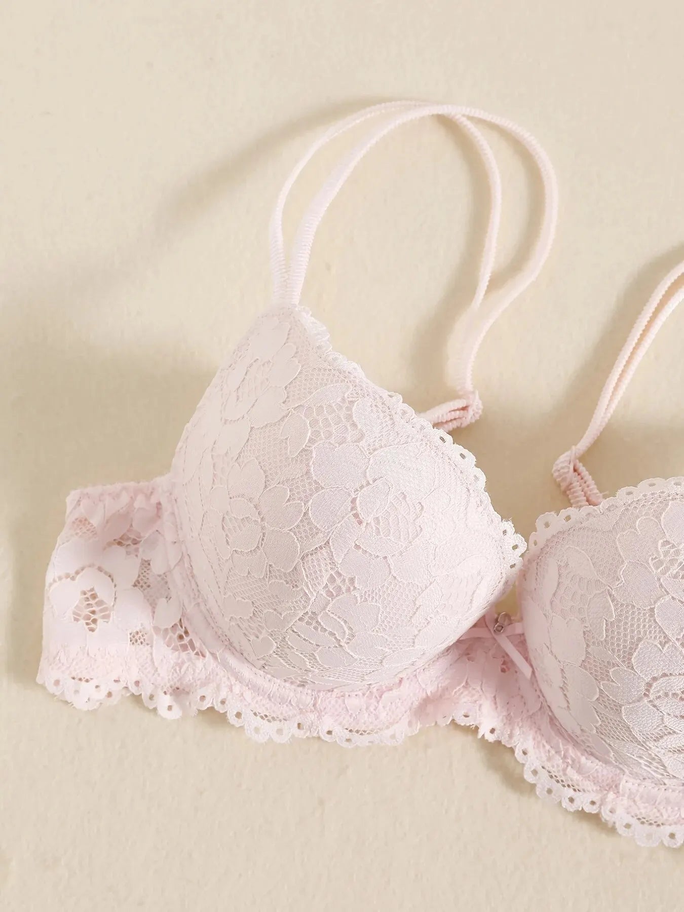 1 Set Elegant Lace Embroidery Breathable Fabric Lingerie Set Push-Up Bra Drop Waist Sheer Panty - Ultimate Valentine's Day