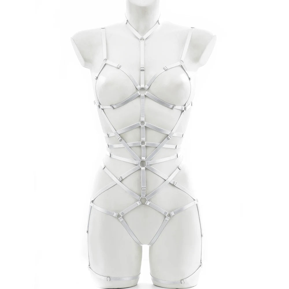 Fetish Halloween Bondage Multicolor Harness Women Body Harness Sexy Lingerie Belt Wear Adjustable Body Cage Bra G-String Set