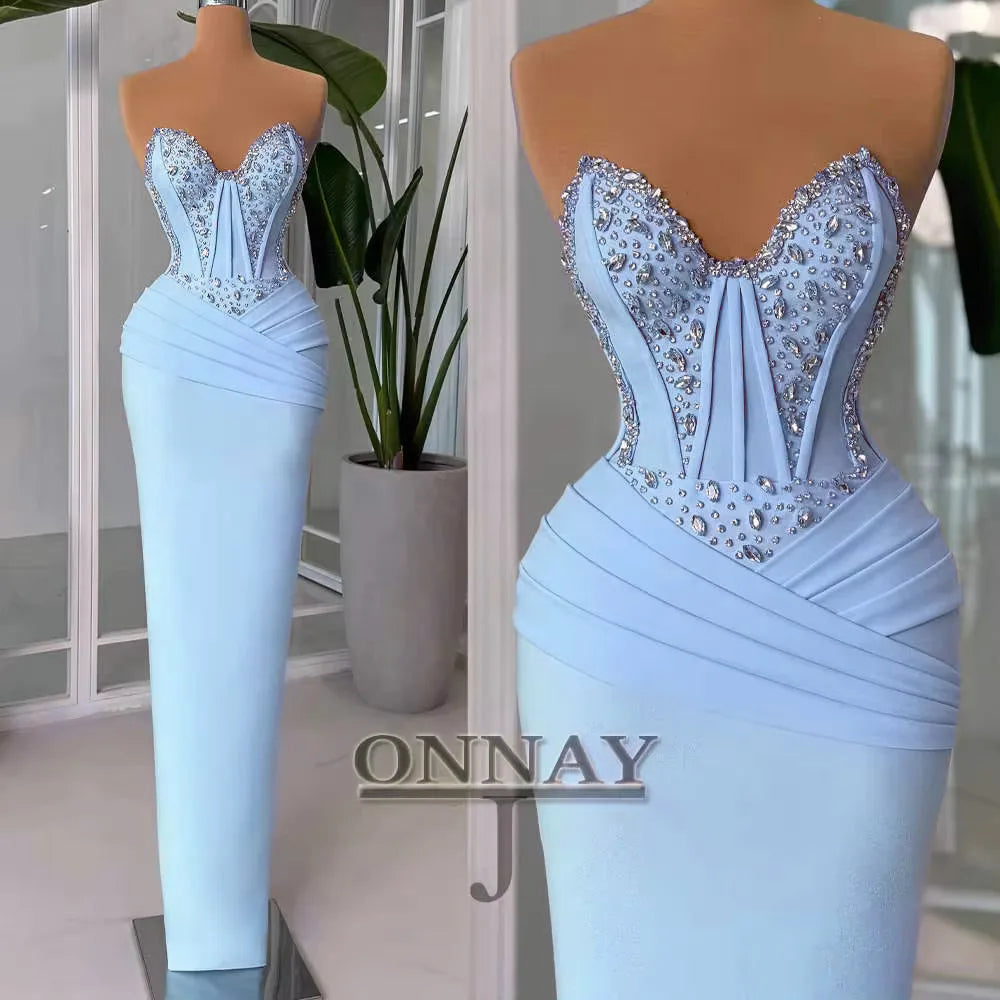 Customized Pink Mermaid Prom Dresses for Women Corset Crystals Gala Bespoke Occasion Gown Vestidos De Fiesta Plus