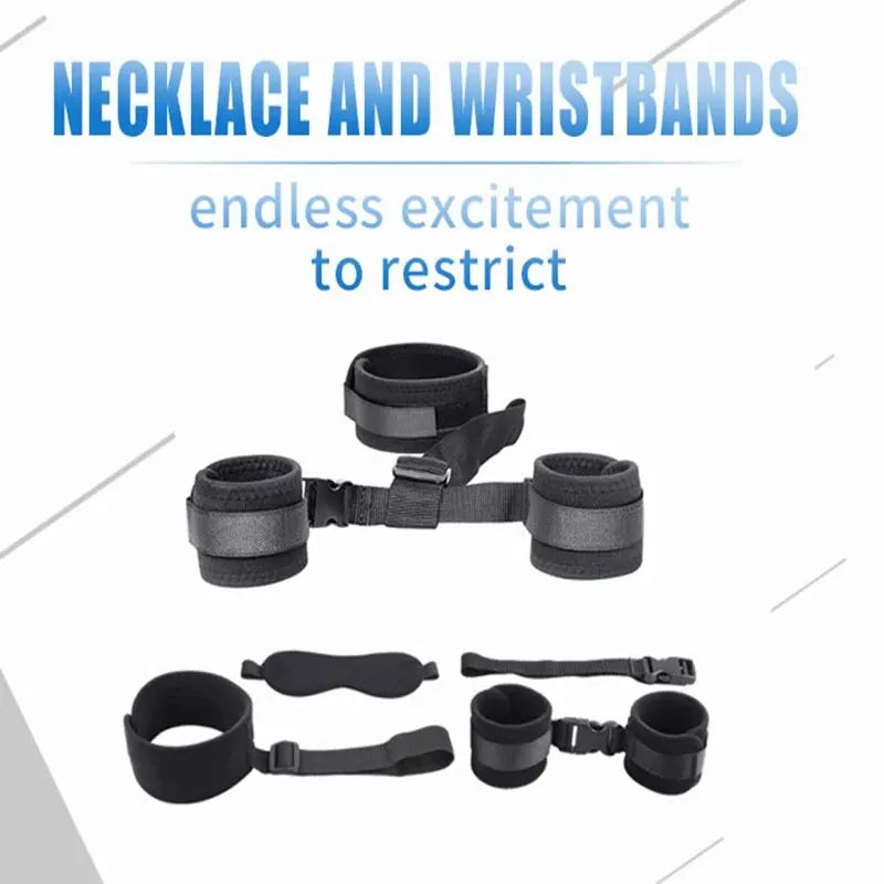 Bdsm Bondage Set Restraint Adult Game Handcuff Neck Collar Wrist Mouth Gag Strap Fetish Sex Toys For Woman Couples No Vibrator