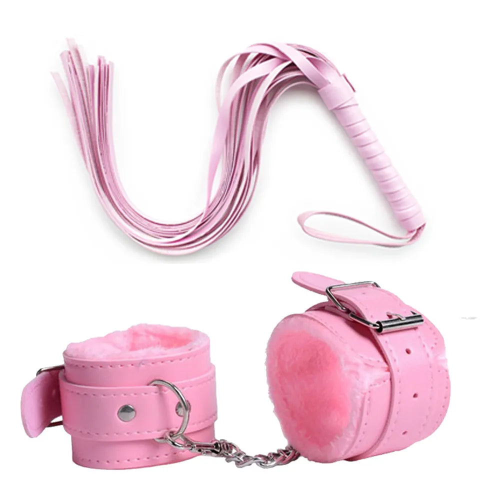 Adjustable Women Sex Plush Handcuffs BDSM Bondage Ankle Cuffs Erotic Whips Adult Games Sex Toys for Couples Flogger Cosplay Tool