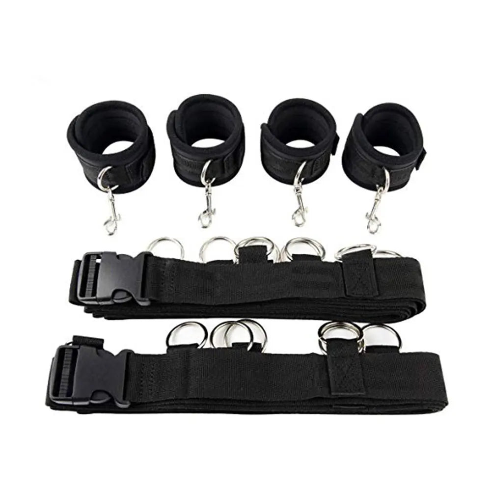 Restraint Set BDSM Bondage Handcuffs & Ankle Cuffs Slave On The Bed Open Leg Flirt Sex Toys For Women Couples Erotic No Vibrator