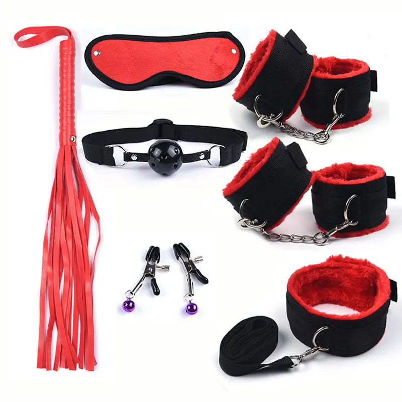 Rabbit Tail Anal Plug Bondage Set Sex Toys For Women Whip Handcuffs For Sex Bdsm With 10 Speed Vibrator Exotic Adult Games