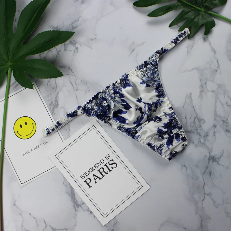 100% Mulberry silk woman briefs natural silk summer cool sexy thong lady panties