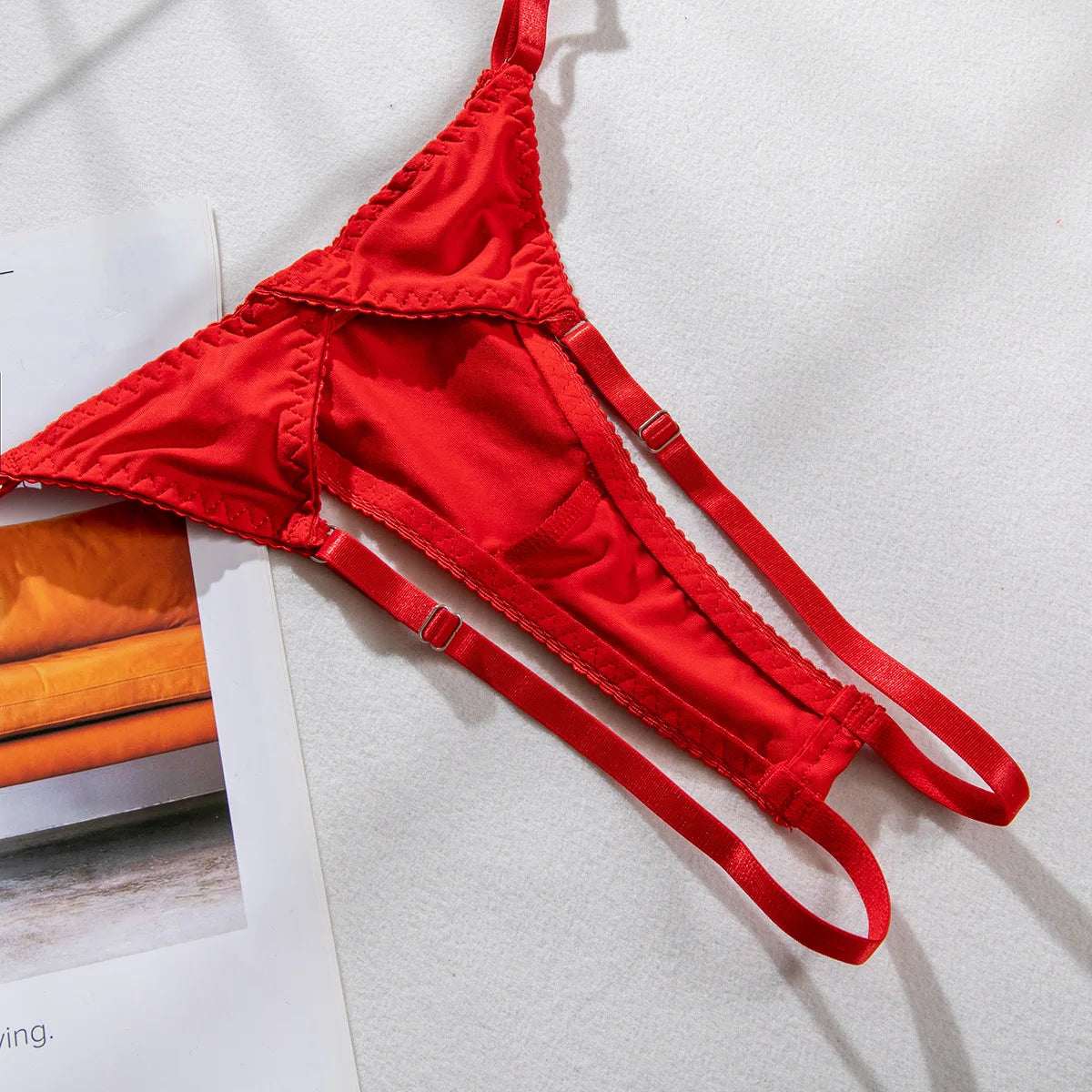 Sensual Tassel Lingerie Set Women See Through Halter Cut Out Sexy Bilizna Erotic Set Intimate Naked Back Open Brief Kit