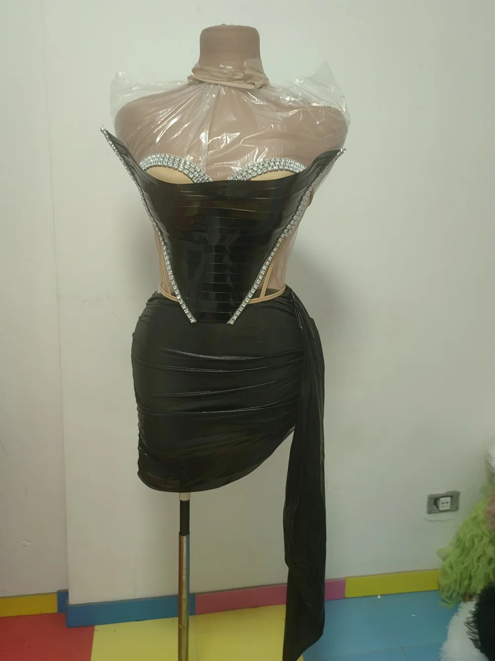 Sparkly Gold Sexy Top Two Pieces Short Skirt Set Women Celebrate Party NightClub Performance Dancer Show Stage Outfit