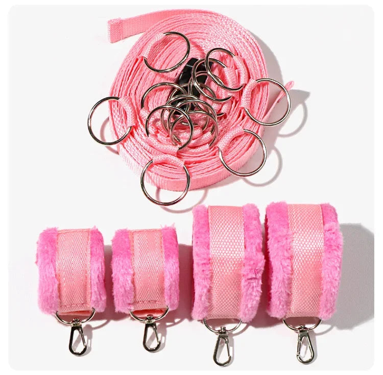 Bed Restraint Set Couple Sex Toys Bondage Handcuff Kit Adult Game Tool 18+ Erotic Tie Downs Arm Ankle Eyeblinder Flirting Sextoy