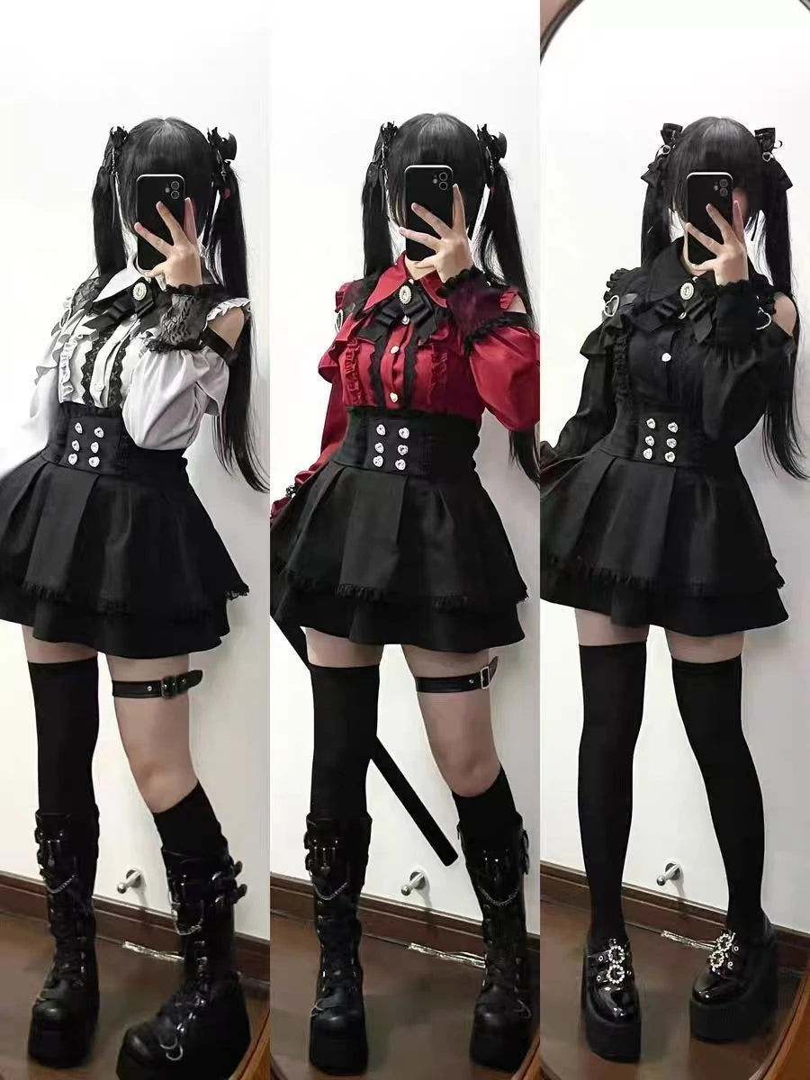 Harajuku Sweet Bow Black Plaid Dresses All-match Slim Fit Kawaii Lolita Dress for Women Autumn New Long Sleeve Vestidos De Mujer